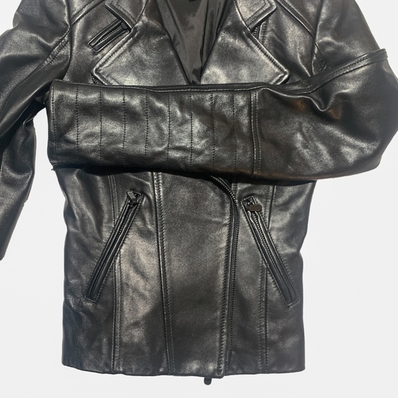Danier Black Leather Biker Jacket 3XS - Picture 3 of 7